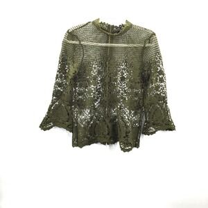 Whimsigoth goblincore fairycore lace mesh high neck top feminine romantic M